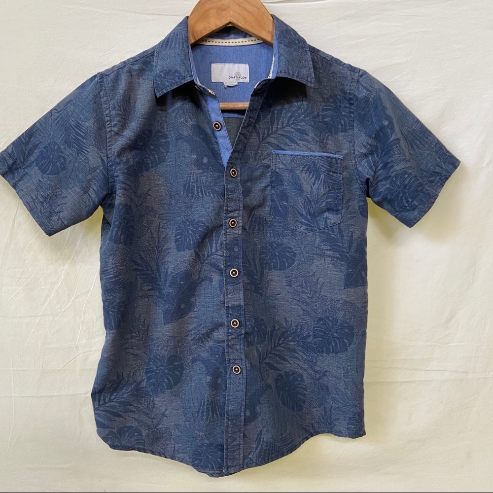Craft + Flow boys button up shirt tropical print